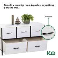 Thumbnail for Cómoda Cajonera de 5 Cajones Mueble Organizador Tela Madera