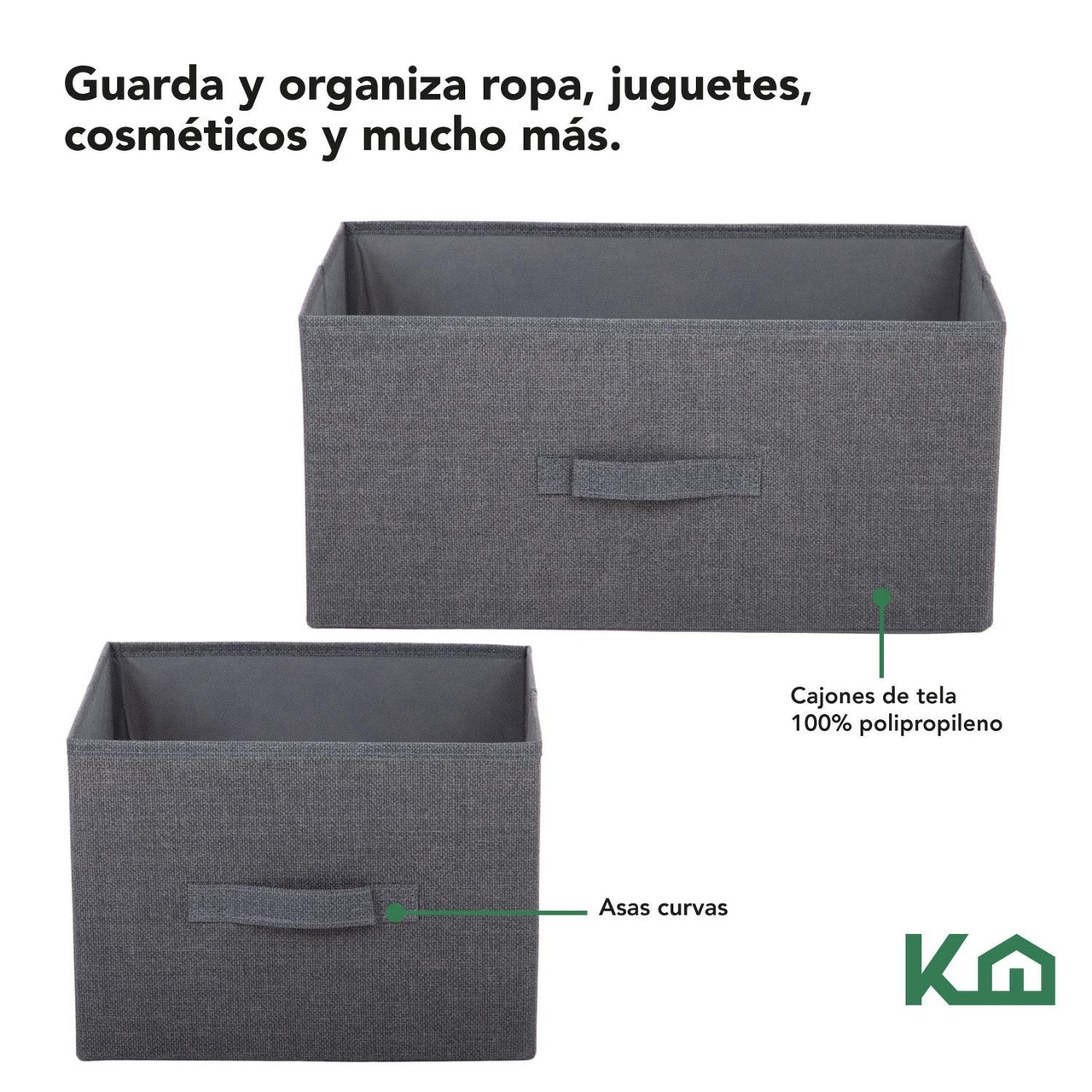 Cómoda Cajonera de 5 Cajones Mueble Organizador Tela Madera