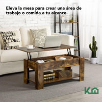 Thumbnail for Mesa de Centro Elevable De Madera Con Compartimento Oculto