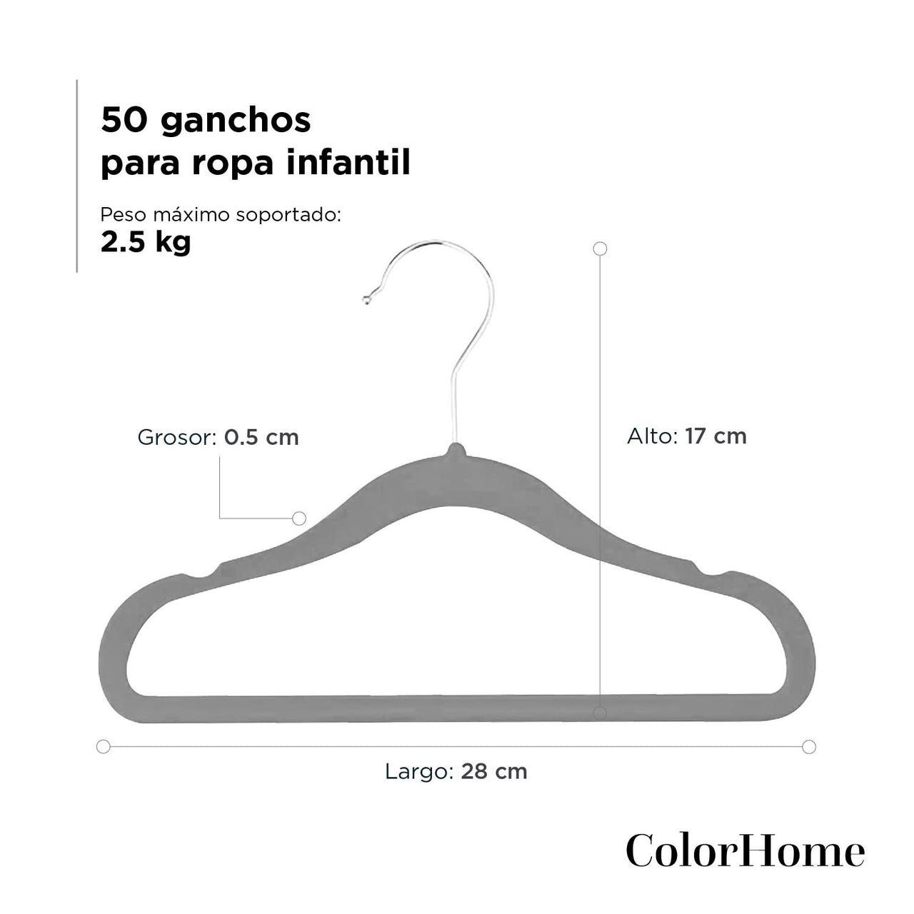 Set 50 Ganchos Ropa Terciopelo Infantiles Tamaño Niño Percha