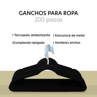 Thumbnail for Set 200 Ganchos Para Ropa Terciopelo Percha Antideslizante