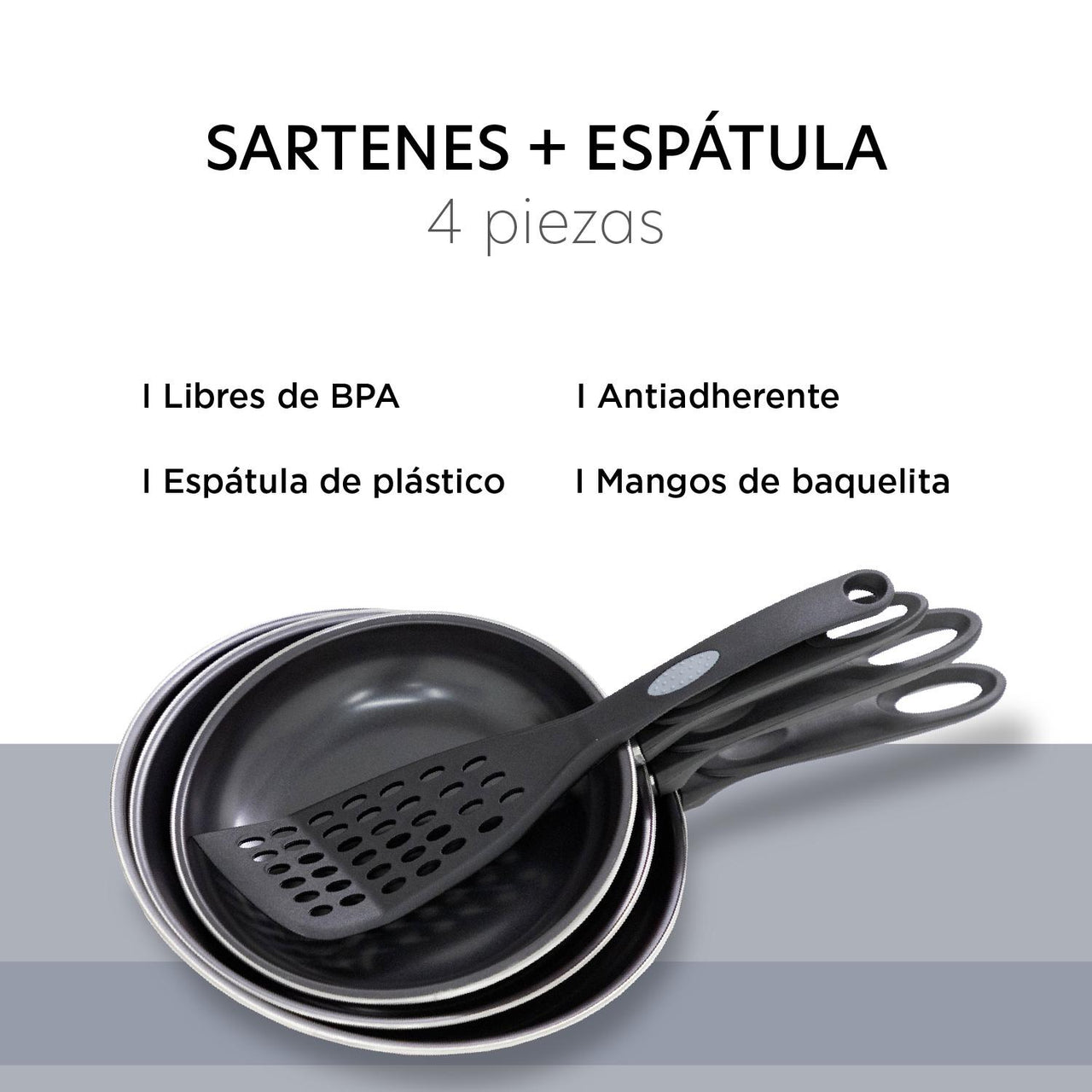 Juego De Sartenes Aluminio 4 Piezas 18/20/23cm Antiadherentes