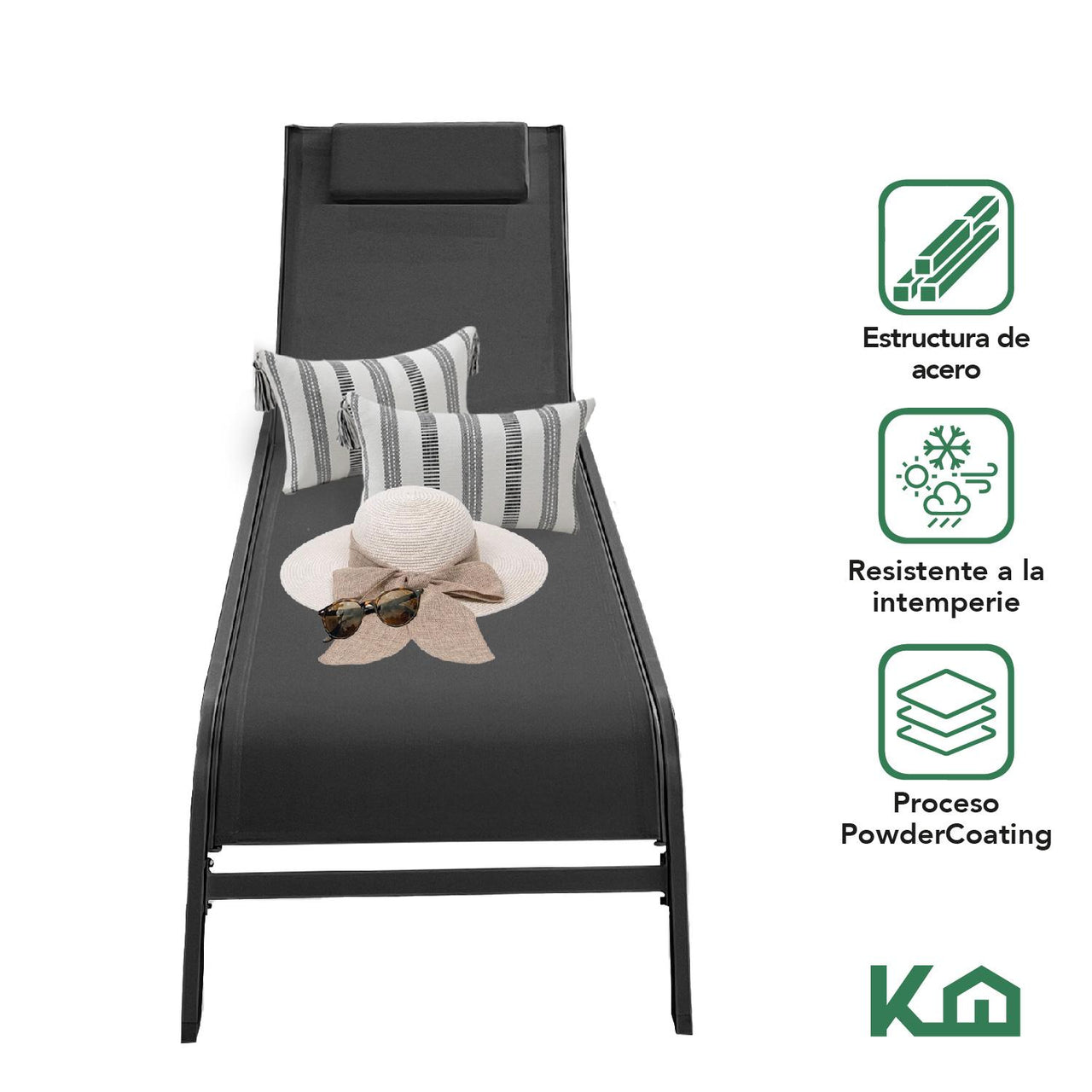 Camastro Exterior Textileno Reclinable Silla de Playa Jardin