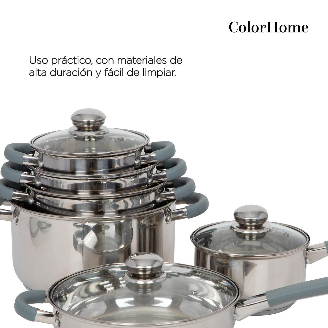 Batería De Cocina 12 Piezas Acero Inoxidable Triple Capa Inducción