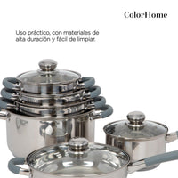 Thumbnail for Batería De Cocina 12 Piezas Acero Inoxidable Triple Capa Inducción