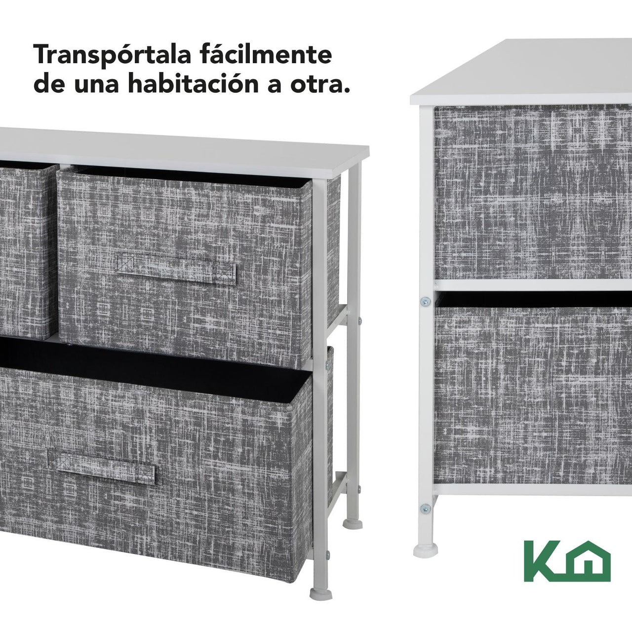 Cómoda Cajonera de 5 Cajones Mueble Organizador Tela Madera