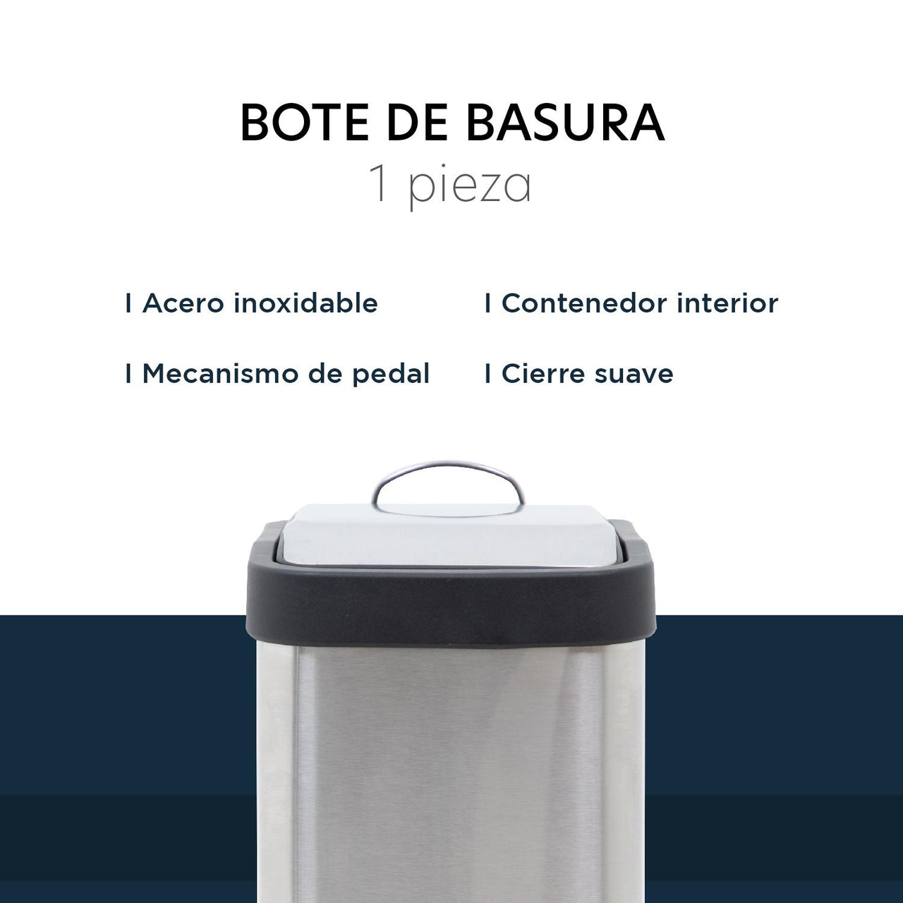 Bote de Basura Cocina Con Pedal Acero Inoxidable Metalico 8 Litros