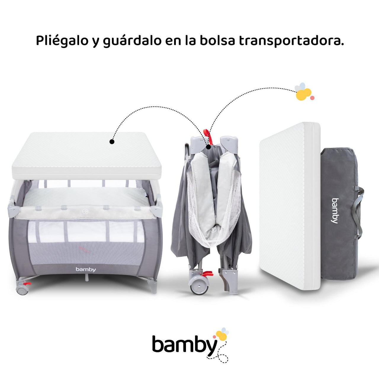 Corral Cuna De Bebe Plegable Con Colchon Impermeable 100 x 70 CM