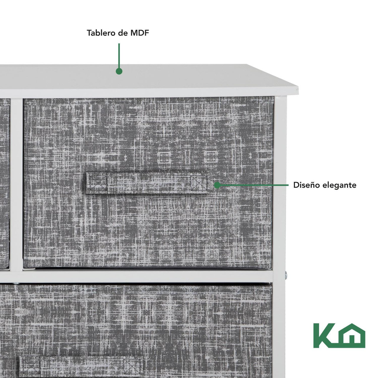 Cómoda Cajonera de 5 Cajones Mueble Organizador Tela Madera