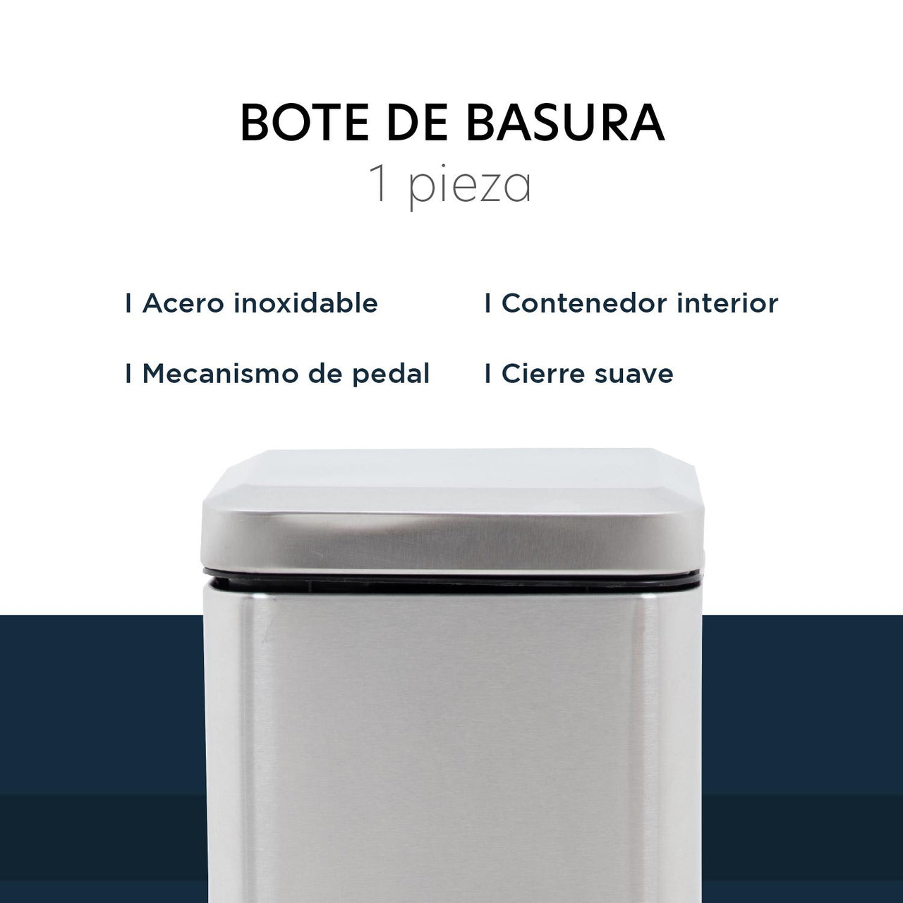 Bote de Basura Acero Inoxidable Metalico Basurero Cocina 6 Litros