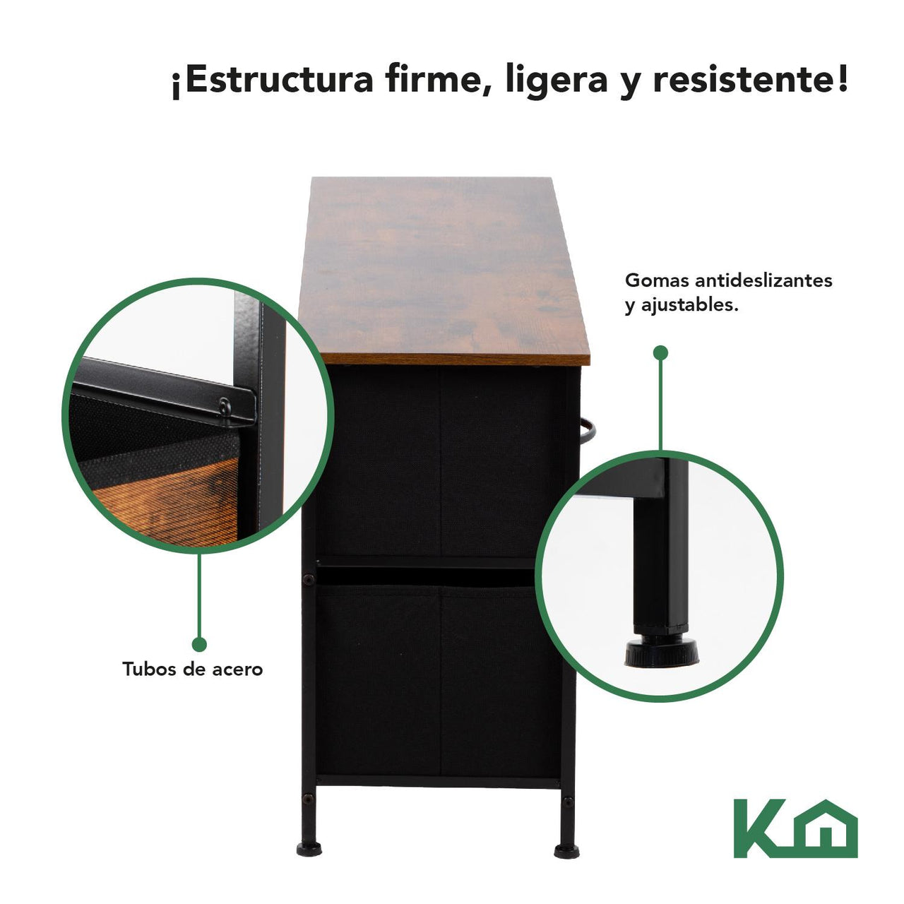 Cómoda Cajonera de 5 Cajones Mueble Organizador Tela Madera