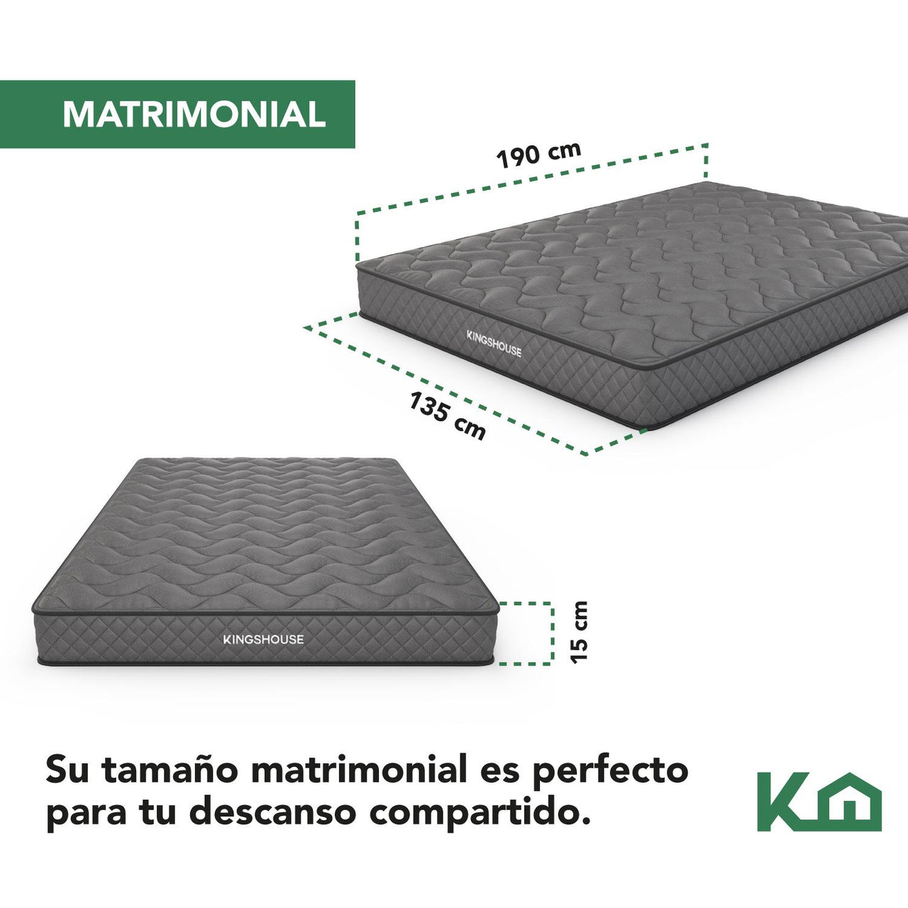 Colchon Matrimonial En Caja 15cm Alto KingsHouse