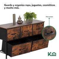 Thumbnail for Cómoda Cajonera de 5 Cajones Mueble Organizador Tela Madera