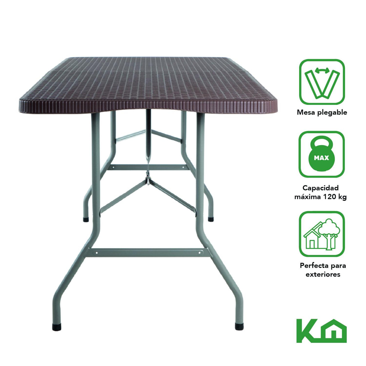 Mesa Plegable Portafolio Plastico Tipo Rattan Portatil 2 piezas color Cafe