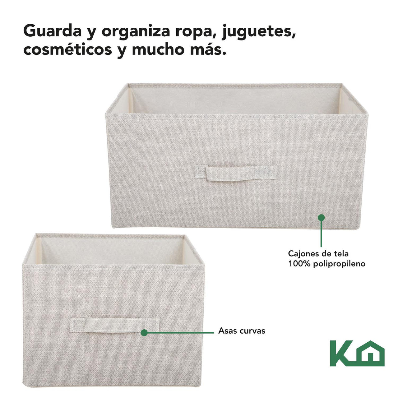 Cómoda Cajonera de 5 Cajones Mueble Organizador Tela Madera