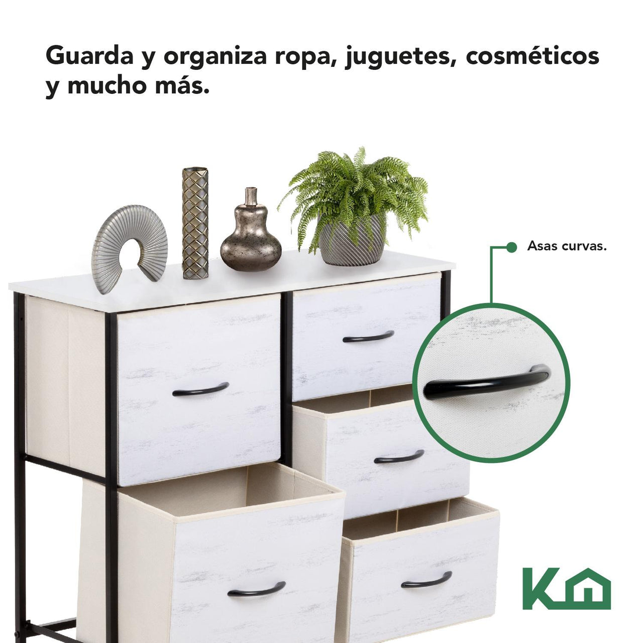 Comoda Cajonera 5 Cajones Mueble Organizador de Tela Madera