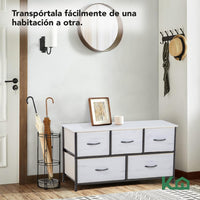 Thumbnail for Cómoda Cajonera de 5 Cajones Mueble Organizador Tela Madera