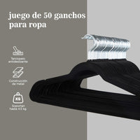 Thumbnail for Set de 50 Ganchos Para Ropa Terciopelo Percha Antideslizante