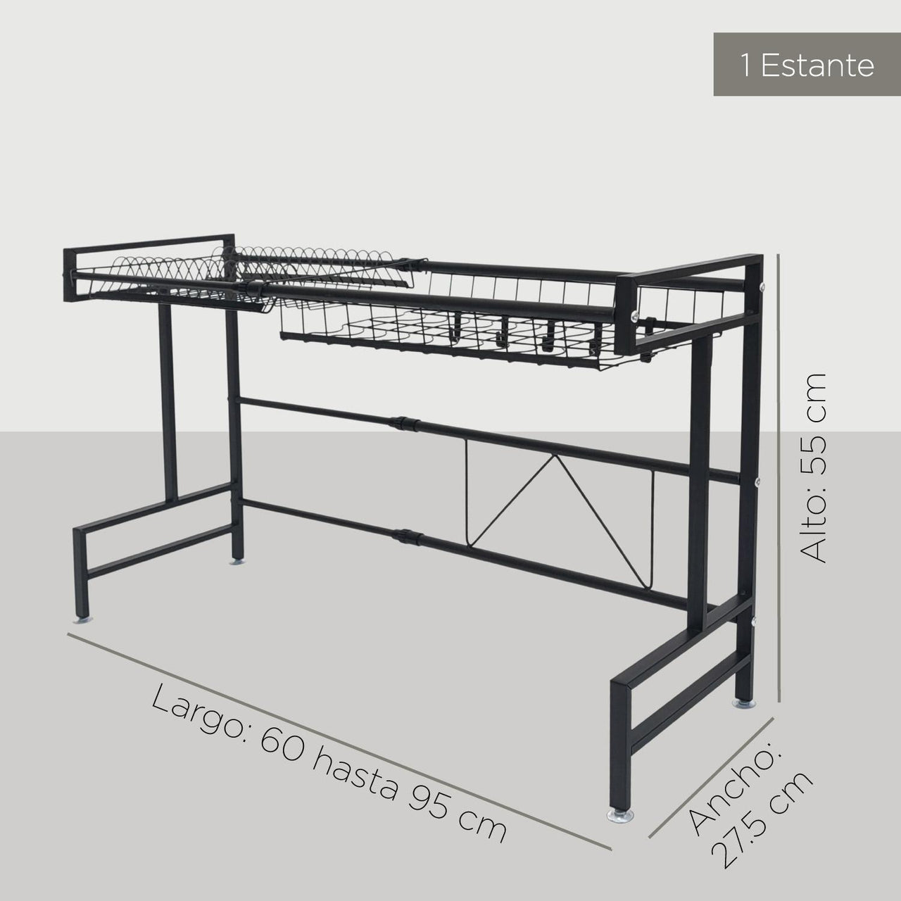 Escurridor De Platos 1 Piso Acero Inoxidable Para Fregadero