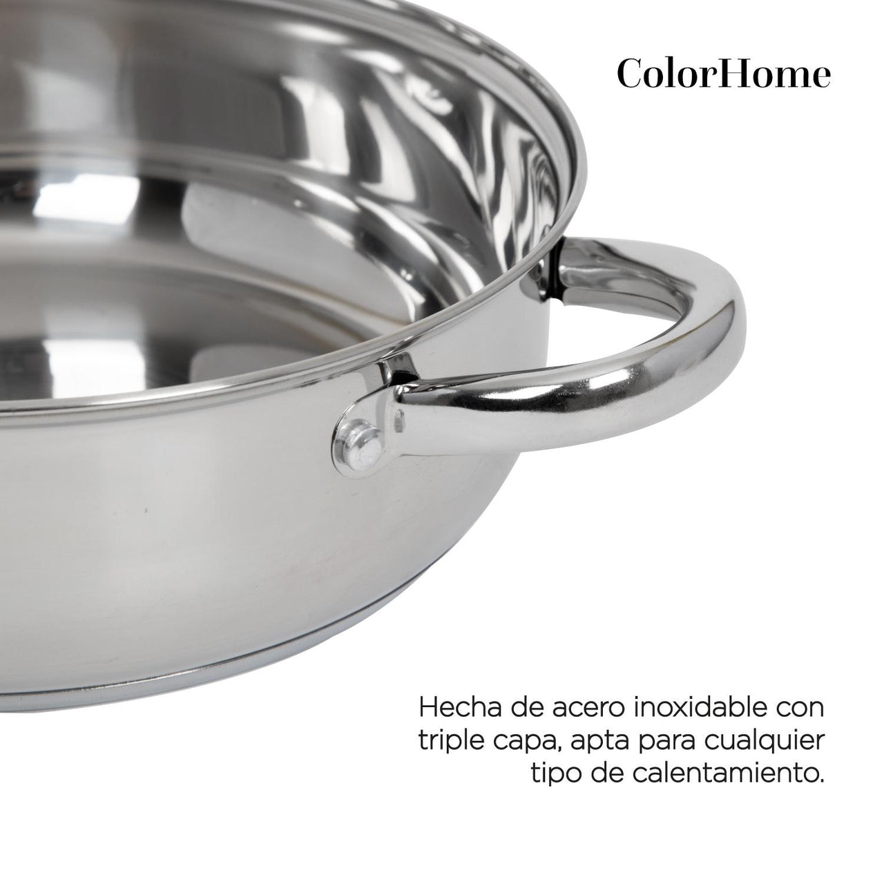 Batería De Cocina 7 Piezas Acero Inoxidable Tricapa Colorhome