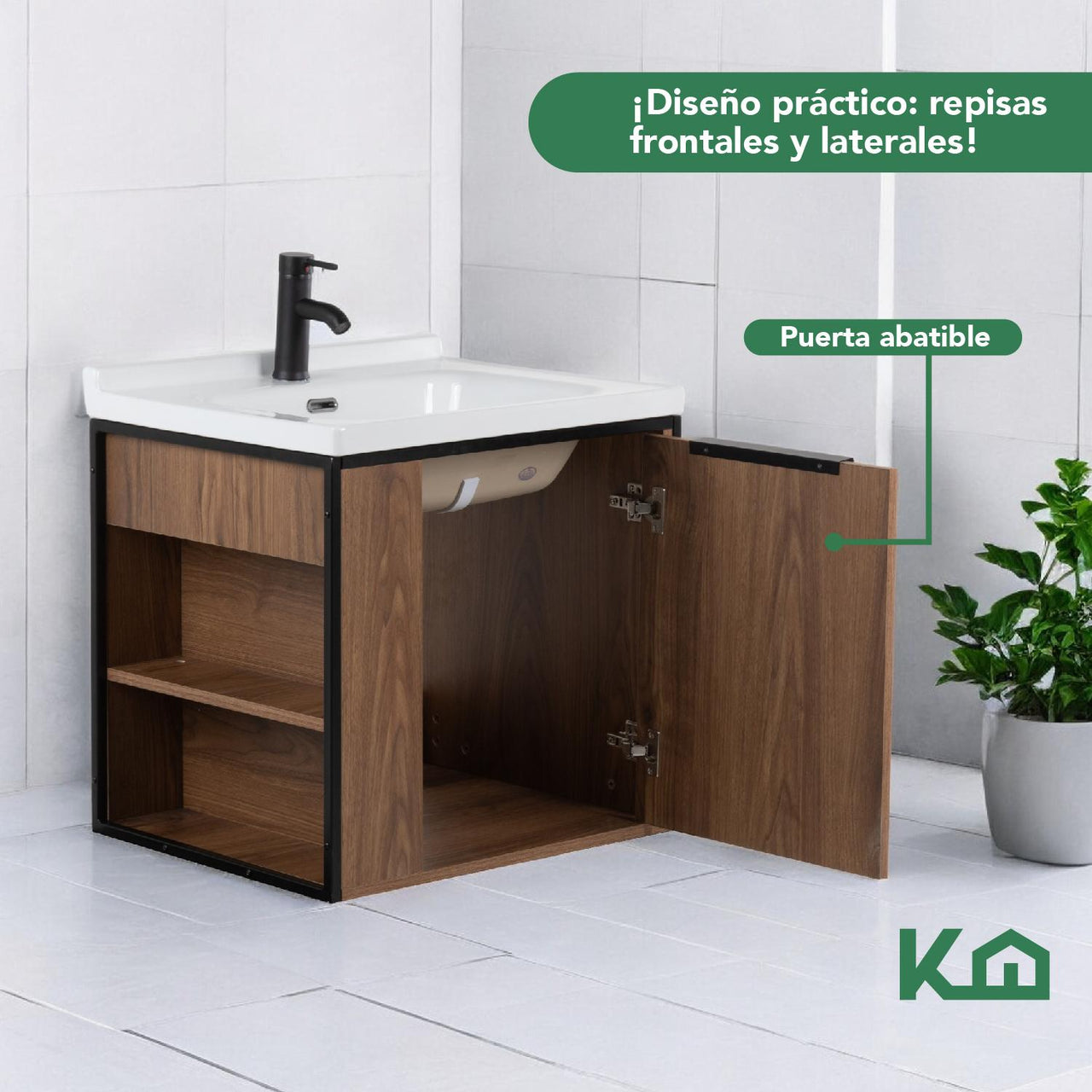 Mueble Gabinete Para Baño Lavamanos Lavabo Ovalin Con Repisa