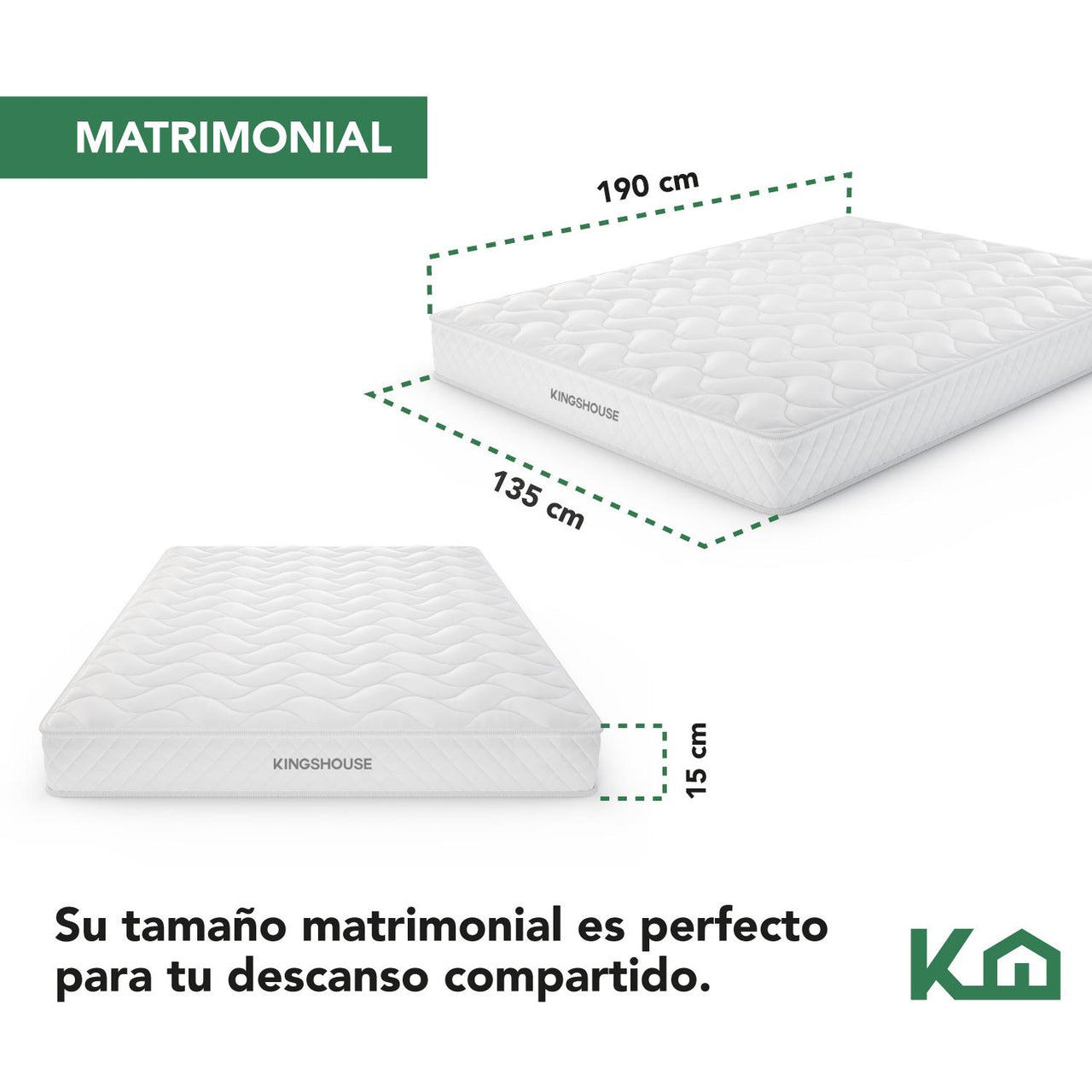 Colchon Matrimonial En Caja 15cm Alto KingsHouse