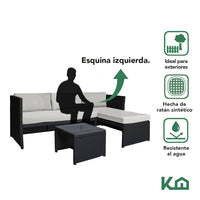 Thumbnail for Sala Exterior Esquinera Izquierda Mueble Jardín Ratan Sofa