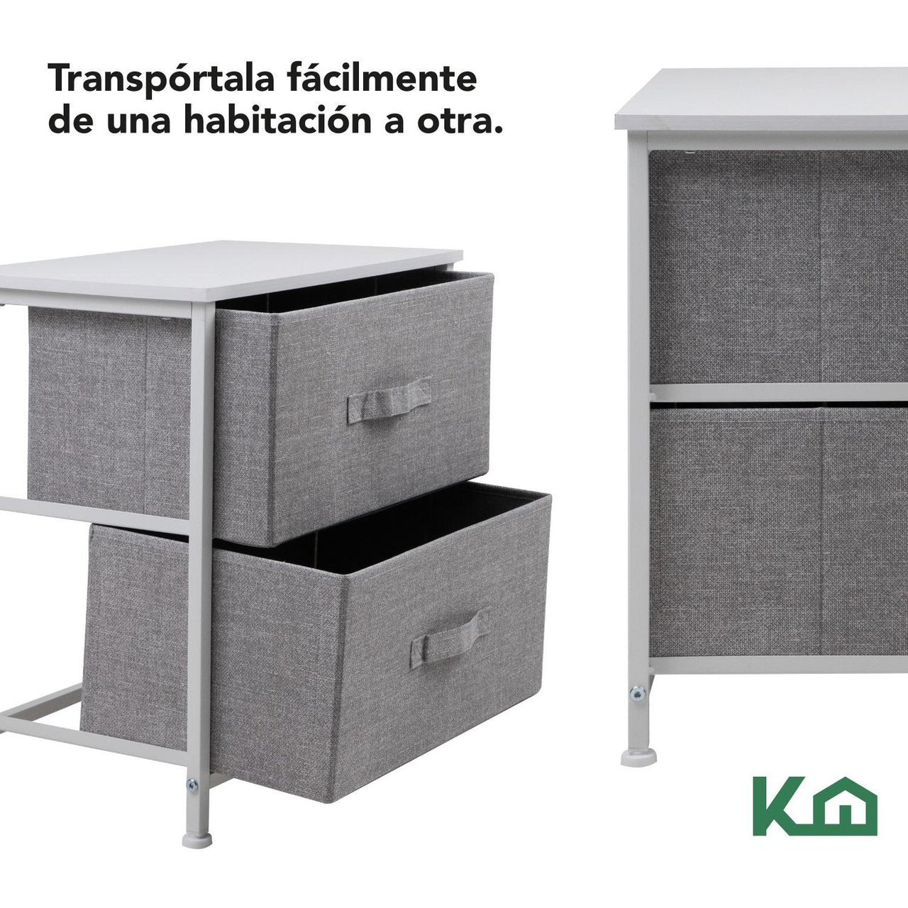 Comoda Cajonera con 2 Cajones Buro Mueble de Tela Madera