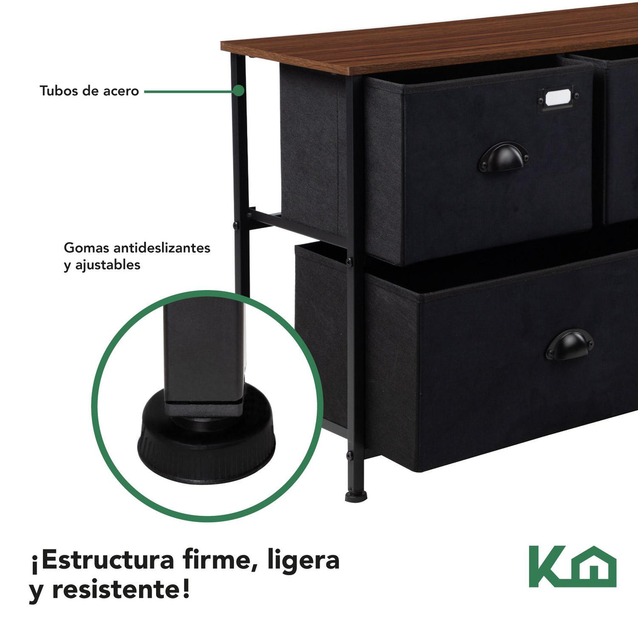 Cómoda Cajonera de 5 Cajones Mueble Organizador Tela Madera