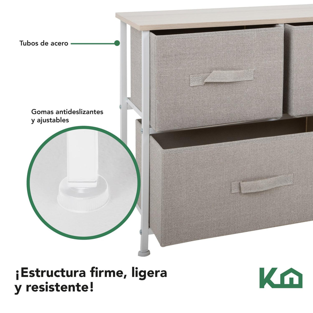 Cómoda Cajonera de 5 Cajones Mueble Organizador Tela Madera