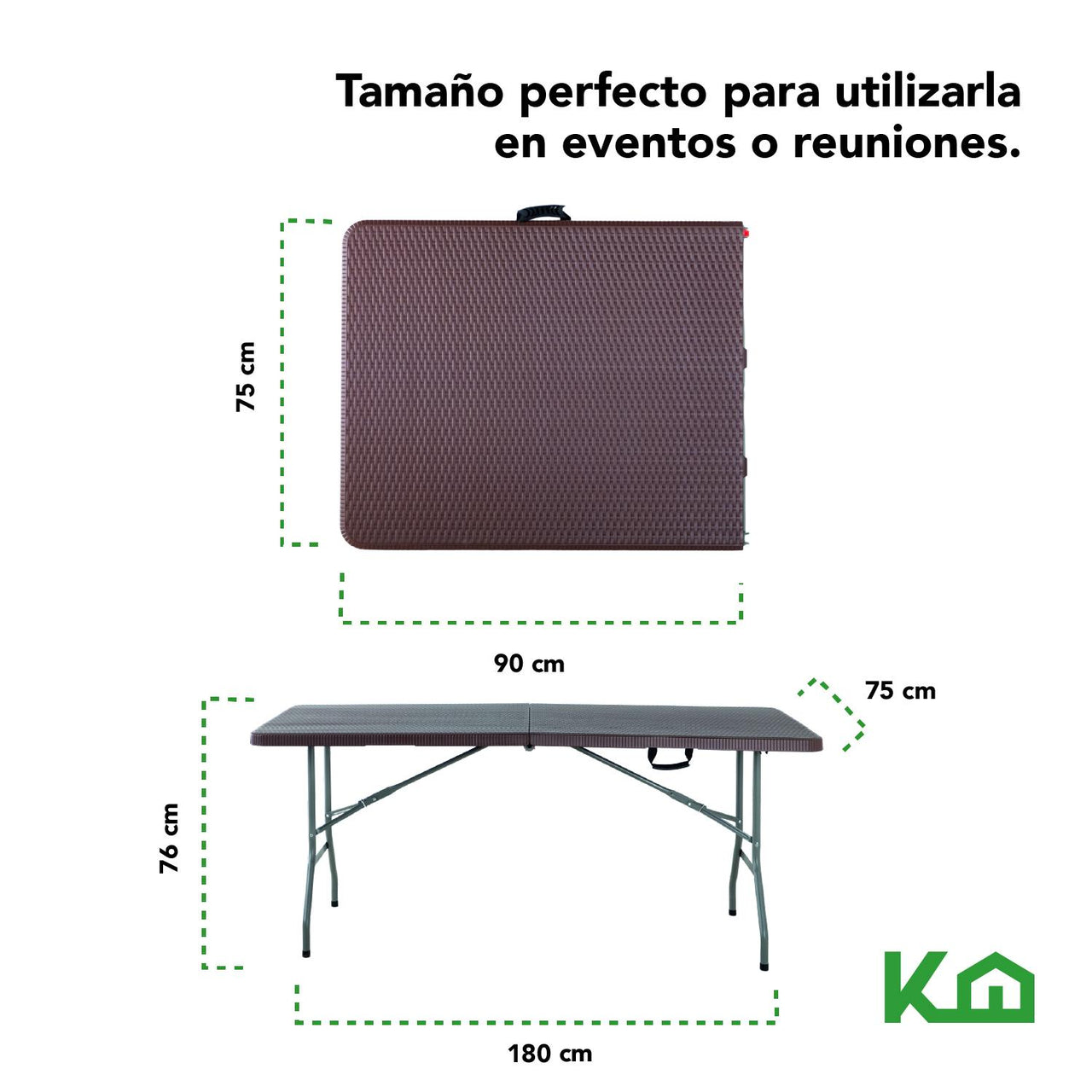 Mesa Plegable Portafolio Plastico Tipo Rattan Portatil 2 piezas color Cafe