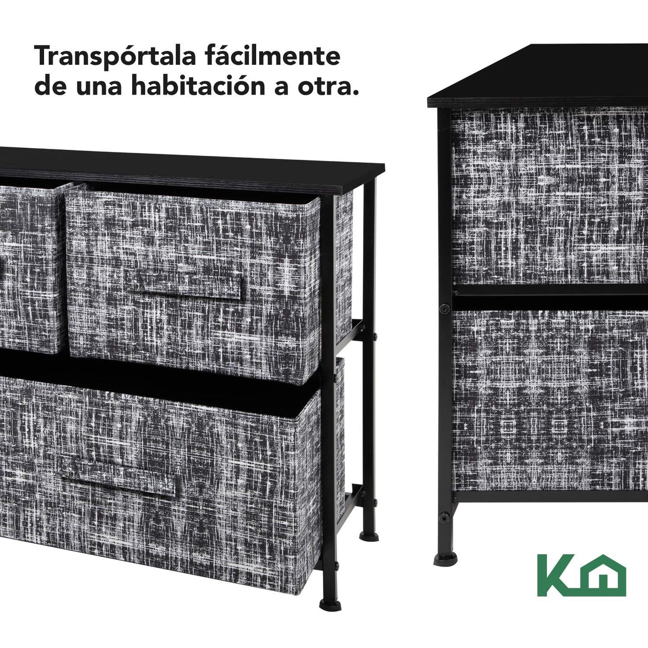 Cómoda Cajonera de 5 Cajones Mueble Organizador Tela Madera