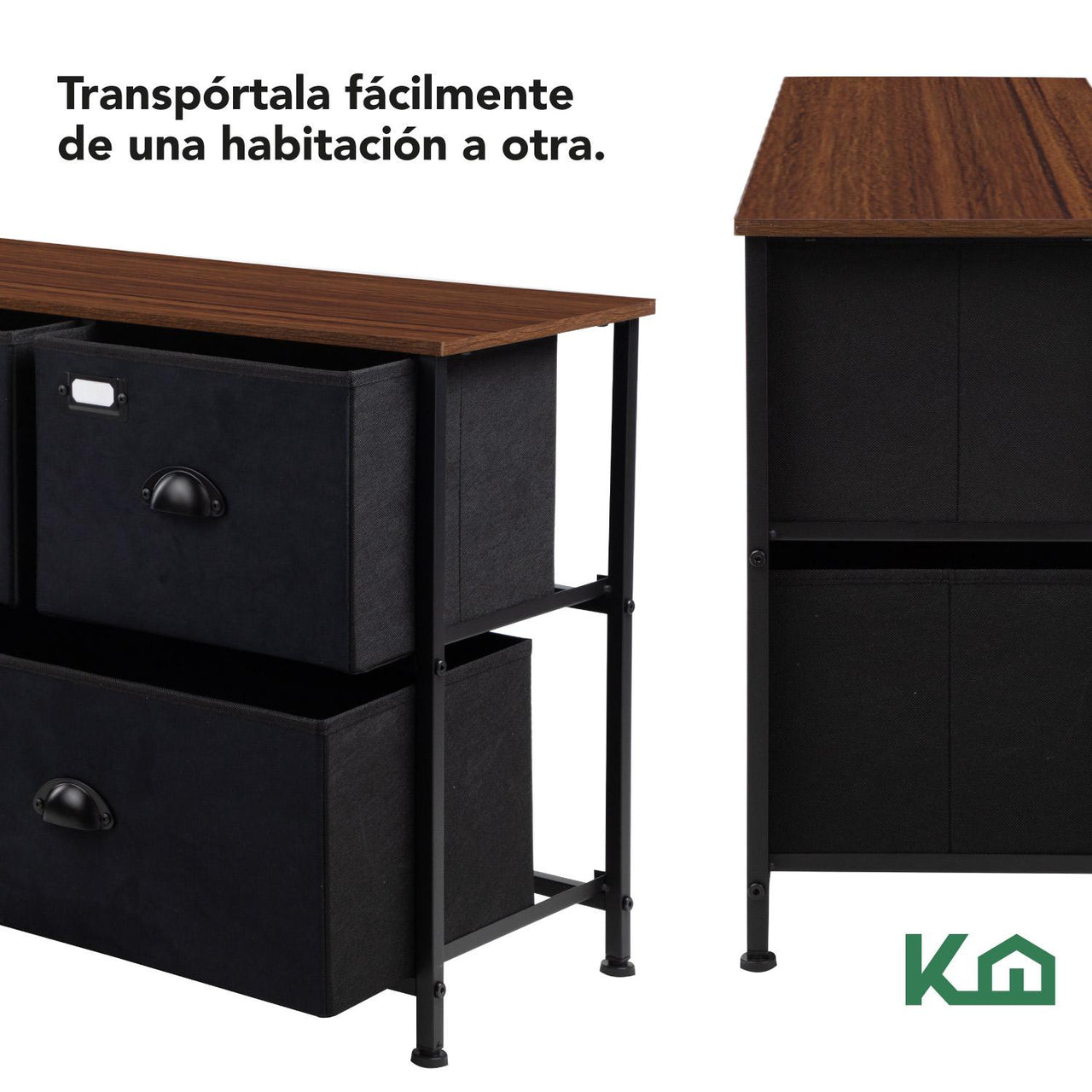 Cómoda Cajonera de 5 Cajones Mueble Organizador Tela Madera