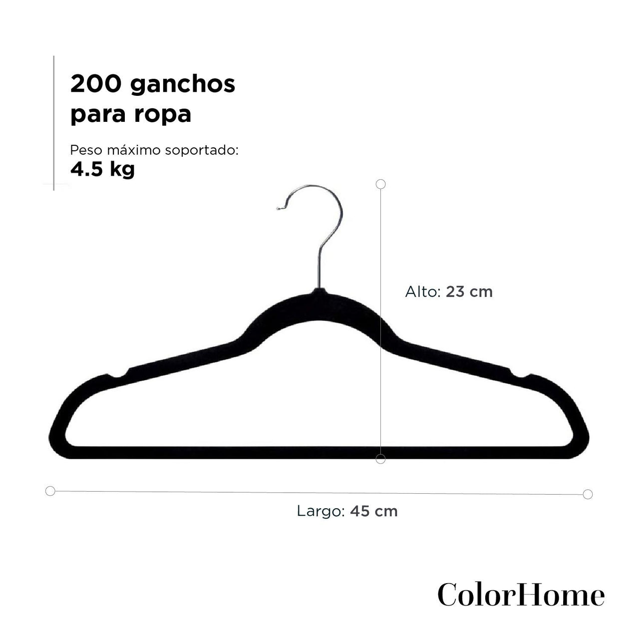 Set 200 Ganchos Para Ropa Terciopelo Percha Antideslizante