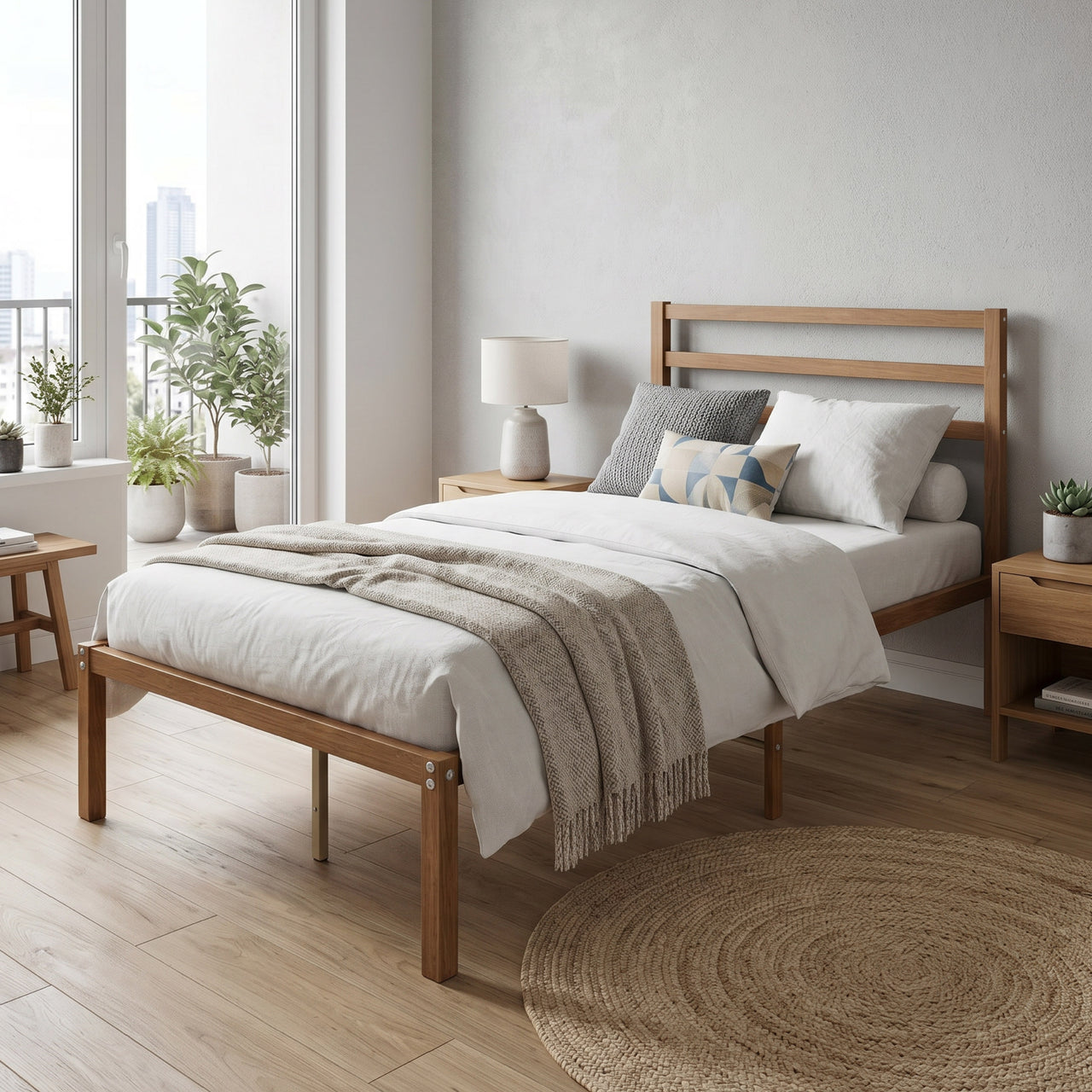 Base Cama Individual Metal y Madera Minimalista Resistente