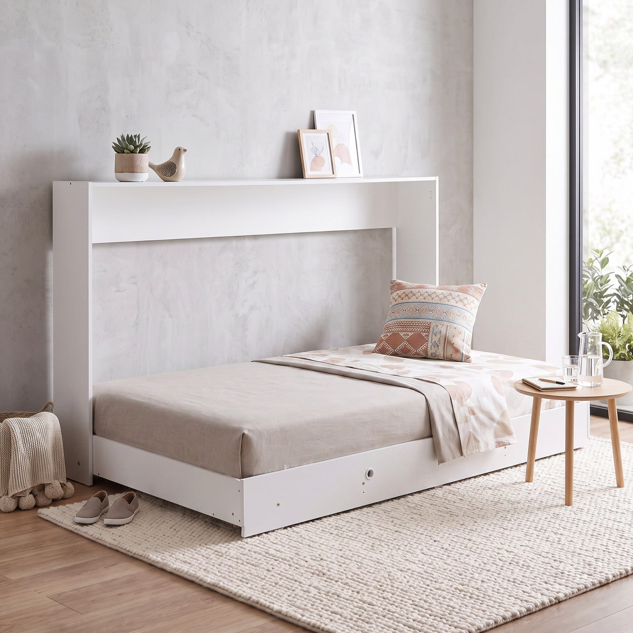 Base Cama Individual Abatible Blanca KingsHouse Desmontable