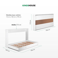 Thumbnail for Base Cama Individual Abatible Blanca KingsHouse Desmontable