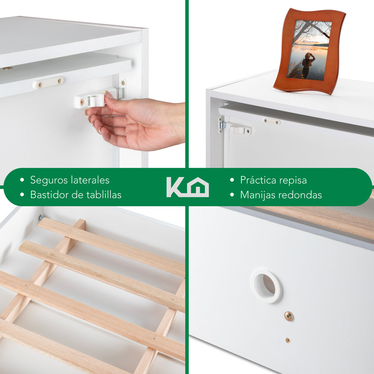 Base Cama Individual Abatible Blanca KingsHouse Desmontable