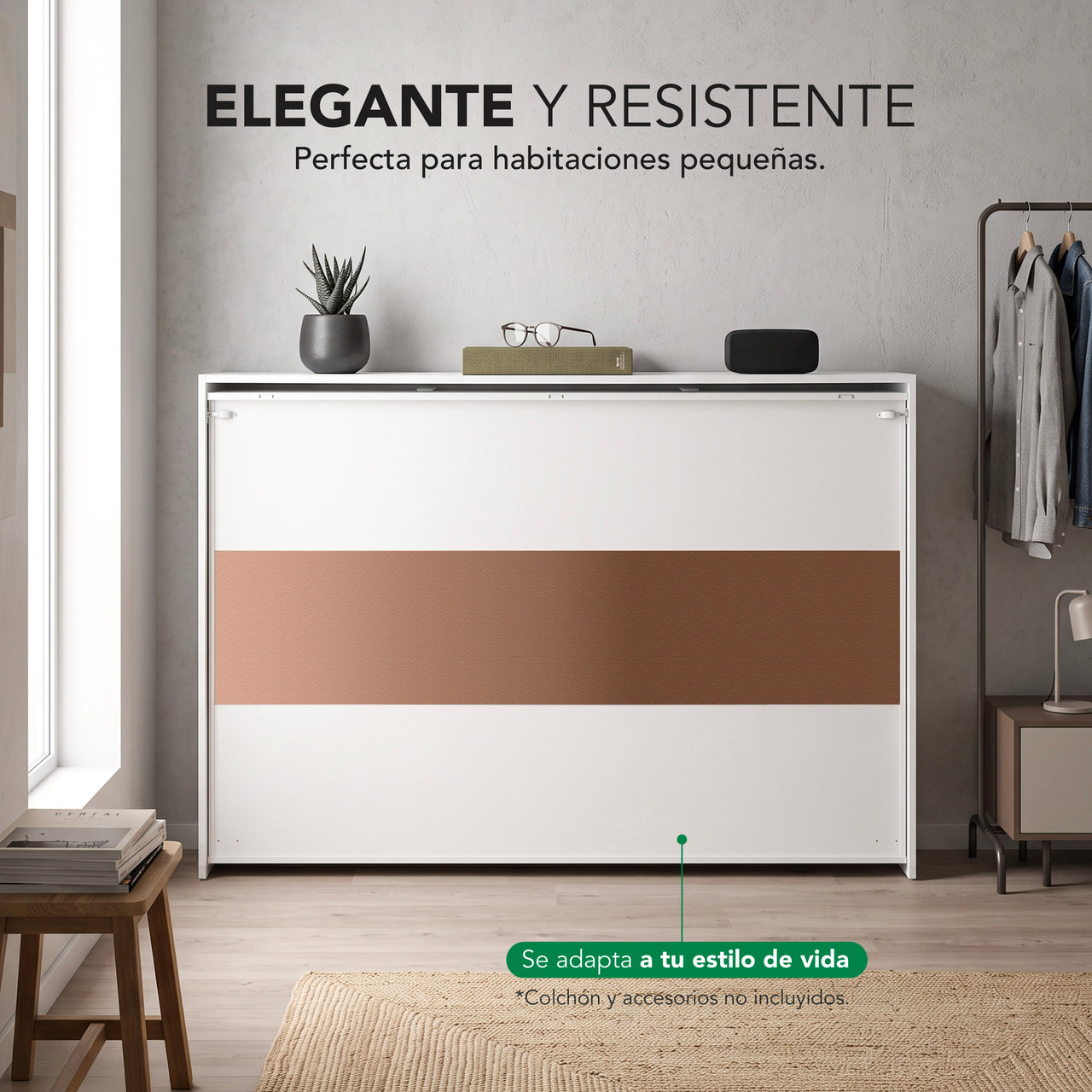Base Cama Individual Abatible Blanca KingsHouse Desmontable