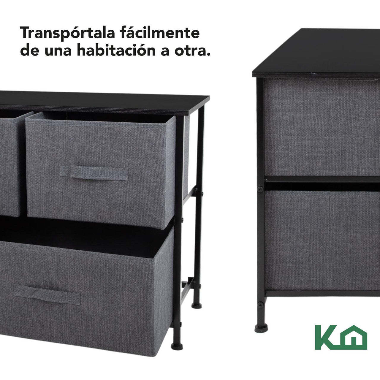 Cómoda Cajonera de 5 Cajones Mueble Organizador Tela Madera