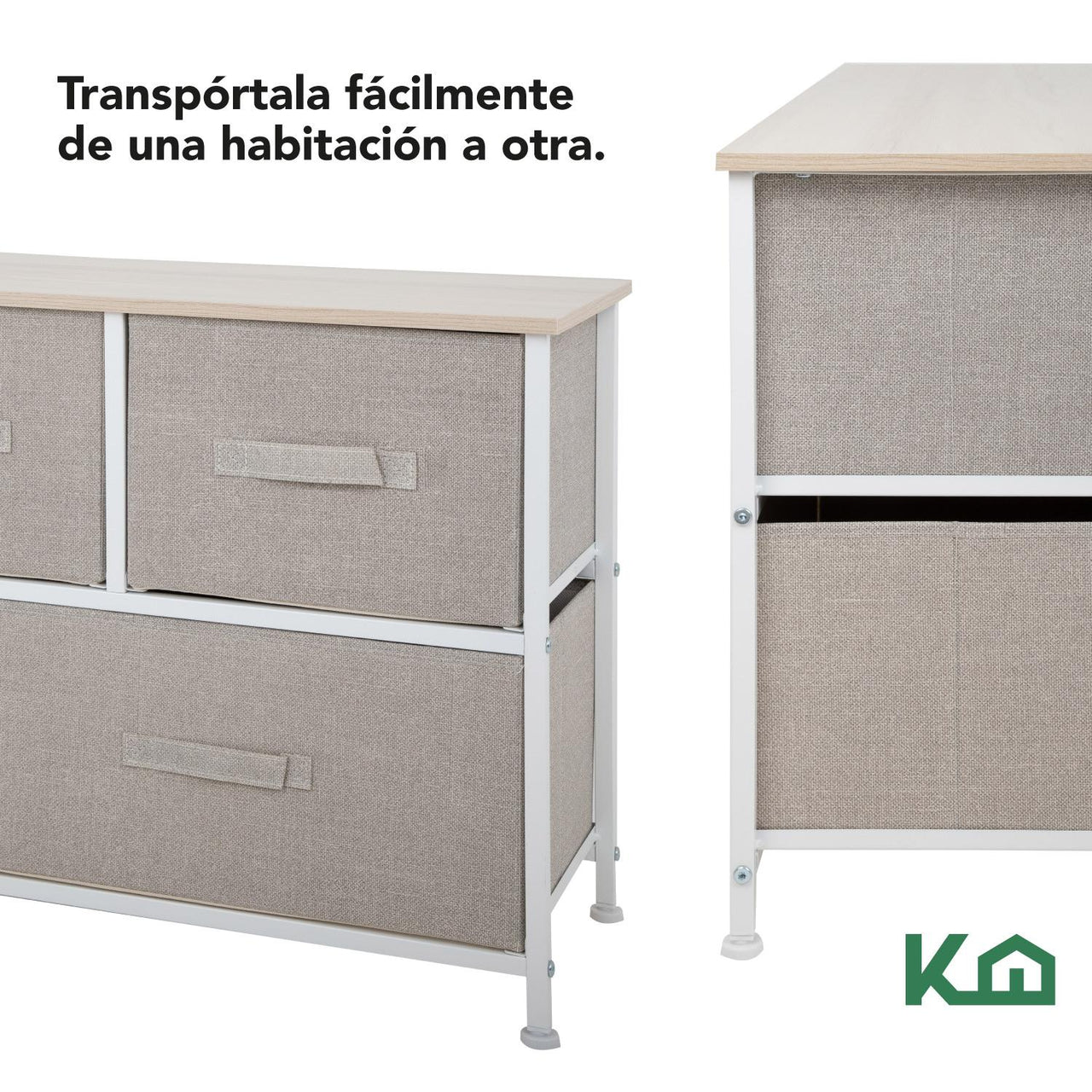 Cómoda Cajonera de 5 Cajones Mueble Organizador Tela Madera