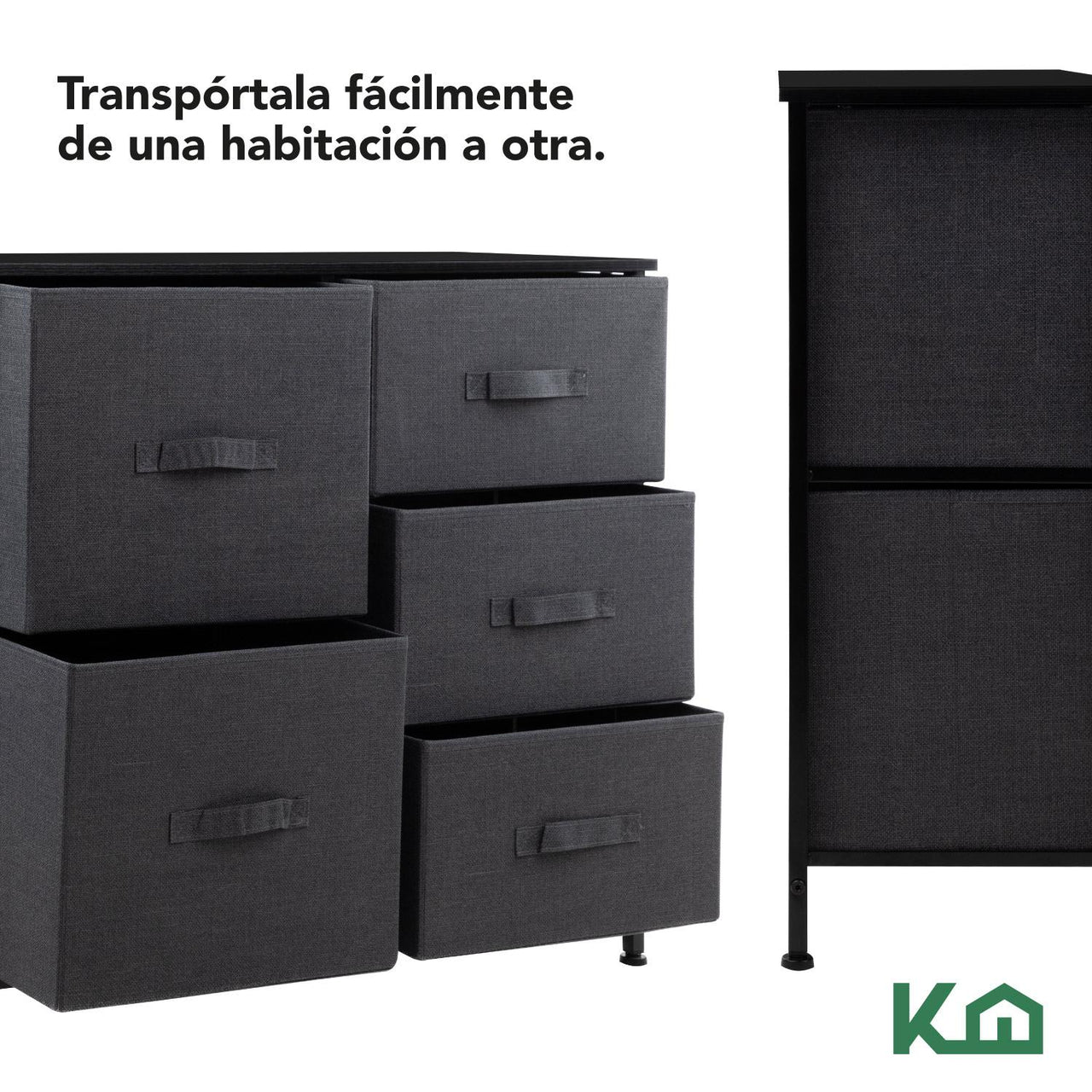 Comoda Cajonera 5 Cajones Mueble Organizador de Tela Madera