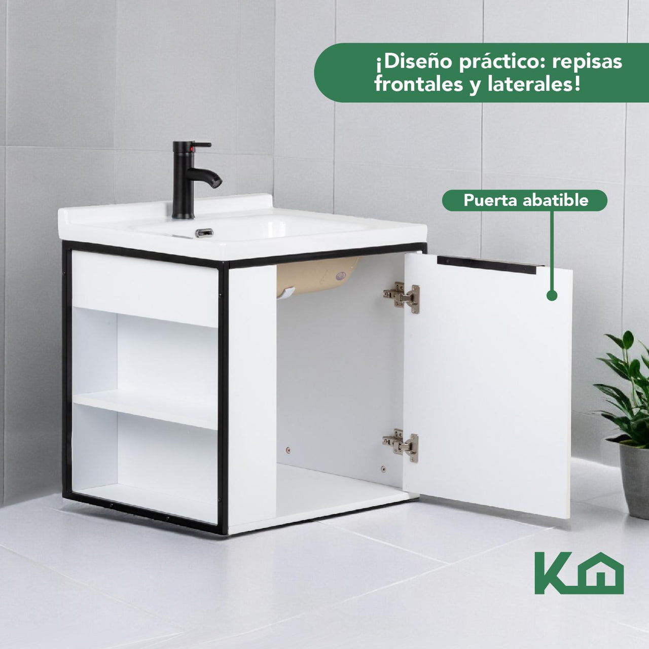 Mueble Gabinete Para Baño Lavamanos Lavabo Ovalin Con Repisa