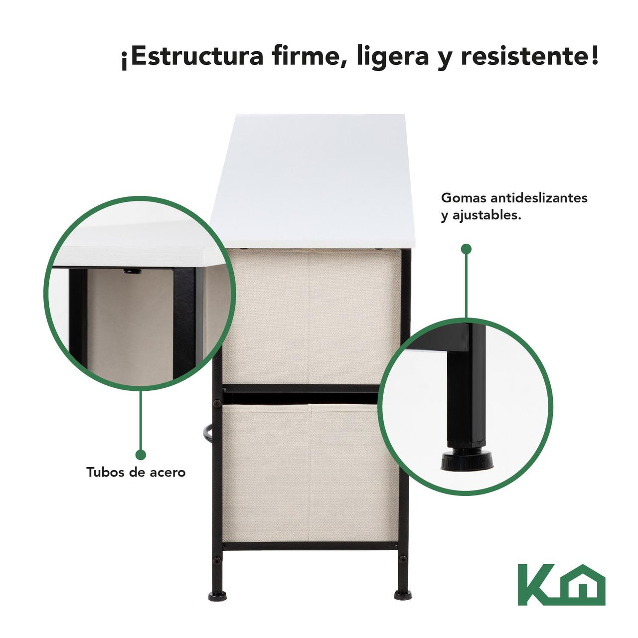 Cómoda Cajonera de 5 Cajones Mueble Organizador Tela Madera