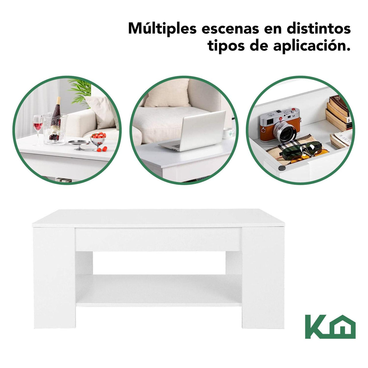 Mesa de Centro Elevable De Madera Con Compartimento Oculto