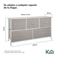 Thumbnail for Cómoda Cajonera de 5 Cajones Mueble Organizador Tela Madera