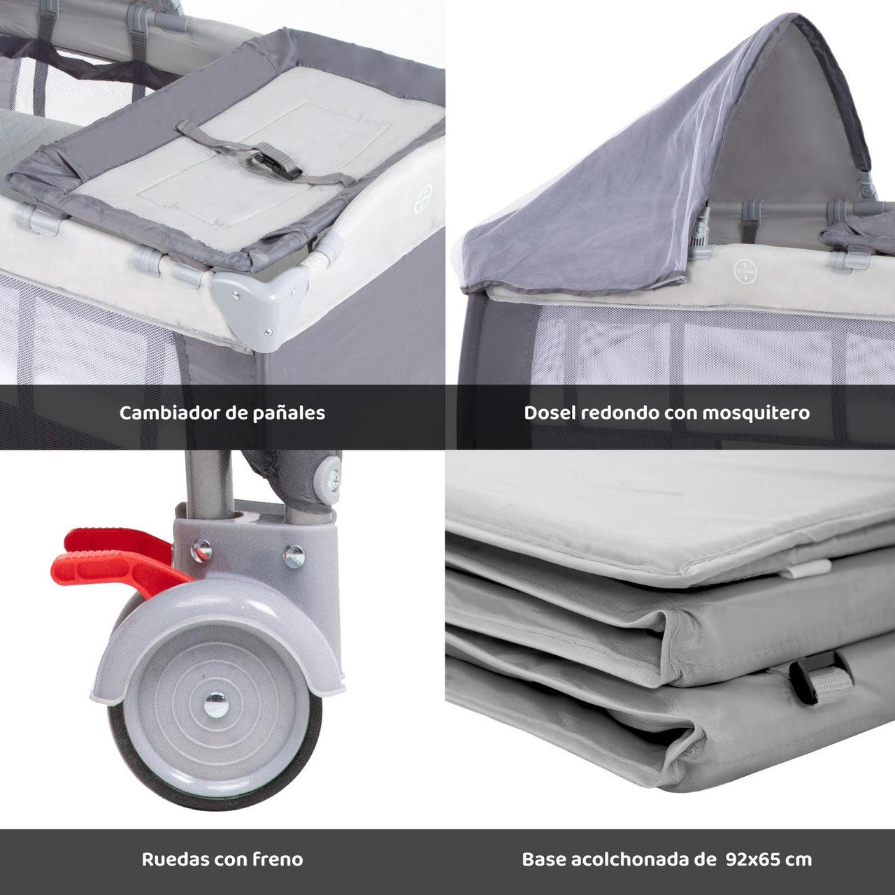 Corral Cuna De Bebe Plegable Con Colchon Impermeable 100 x 70 CM