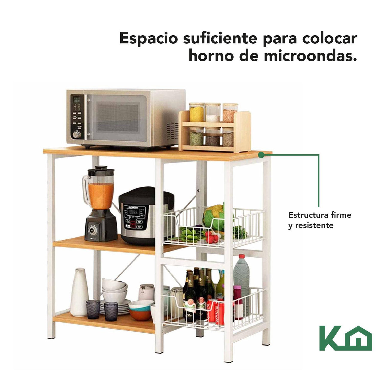 Rack Mueble Con Repisas Multiusos Horno De Microondas Cocina