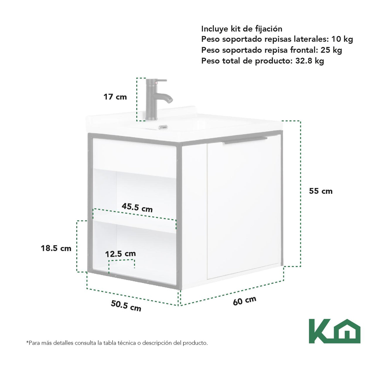 Mueble Gabinete Para Baño Lavamanos Lavabo Ovalin Con Repisa