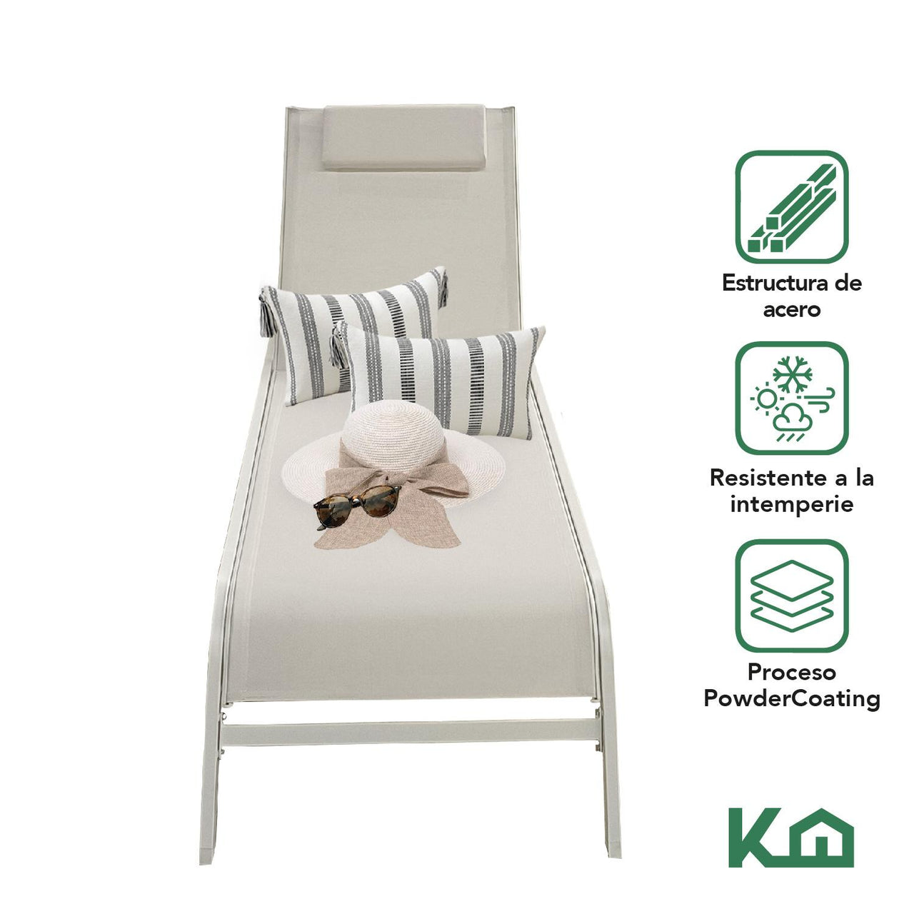 Camastro Exterior Textileno Reclinable Silla de Playa Jardin